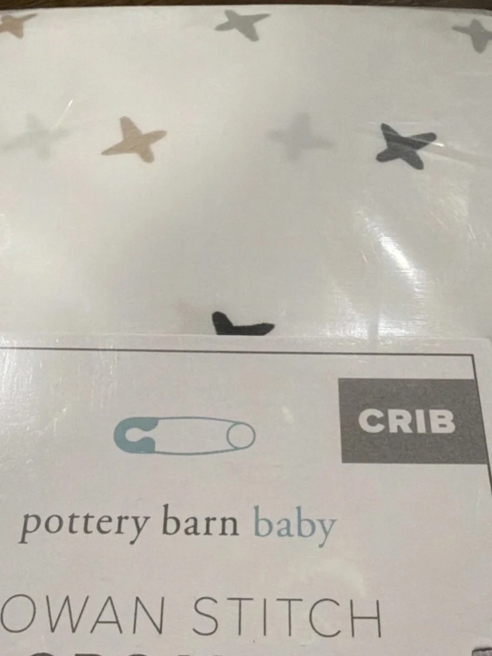 *NWT* Pottery Barn Baby Rowan Stitch Organic Cotton Crib Fitted Sheet Star Print